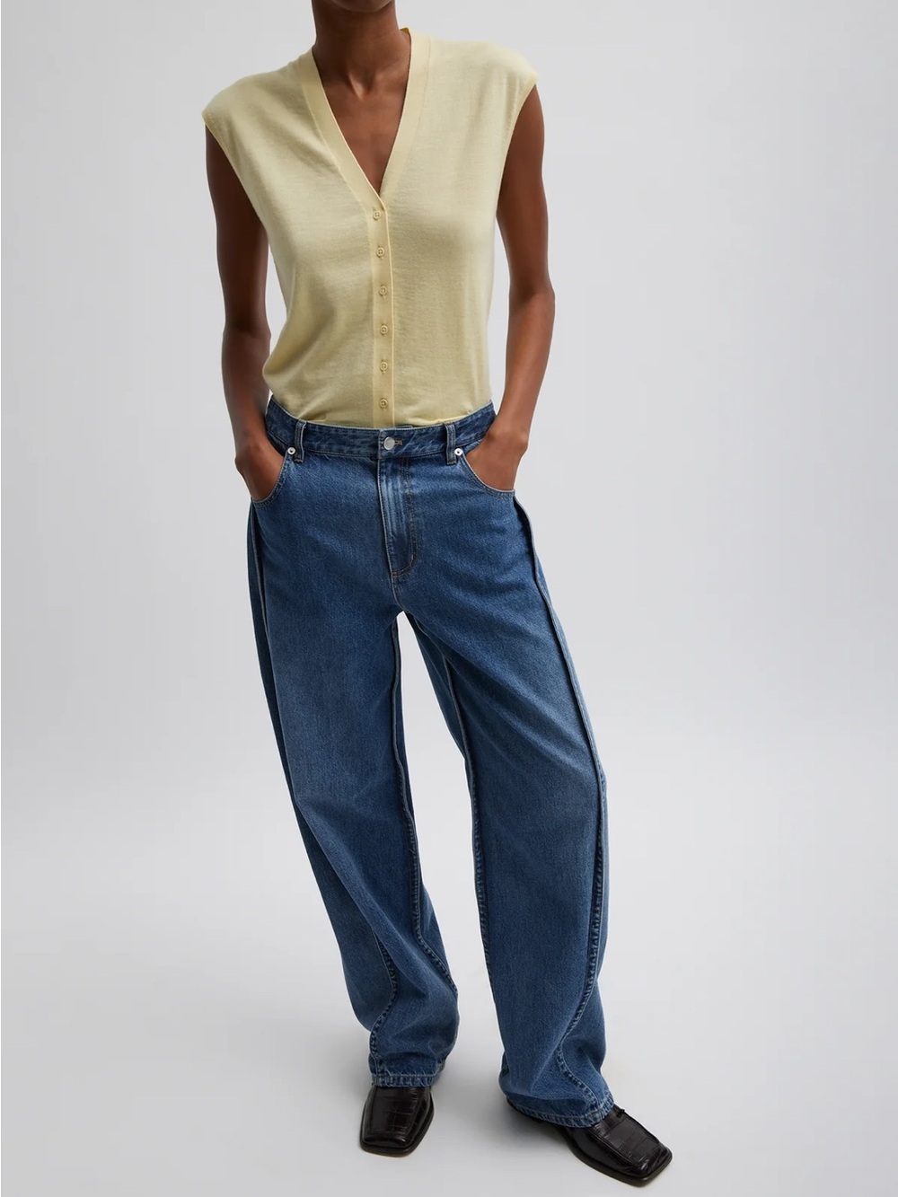 Tibi Cashmere Silk Blend Sleeveless Button Down Sweater